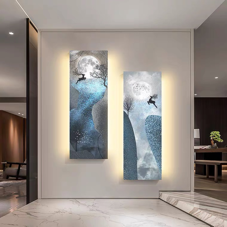 晶瓷金饰画,客厅装饰画,沙发背景墙装饰画,妙彩掐丝珐琅,灯饰画